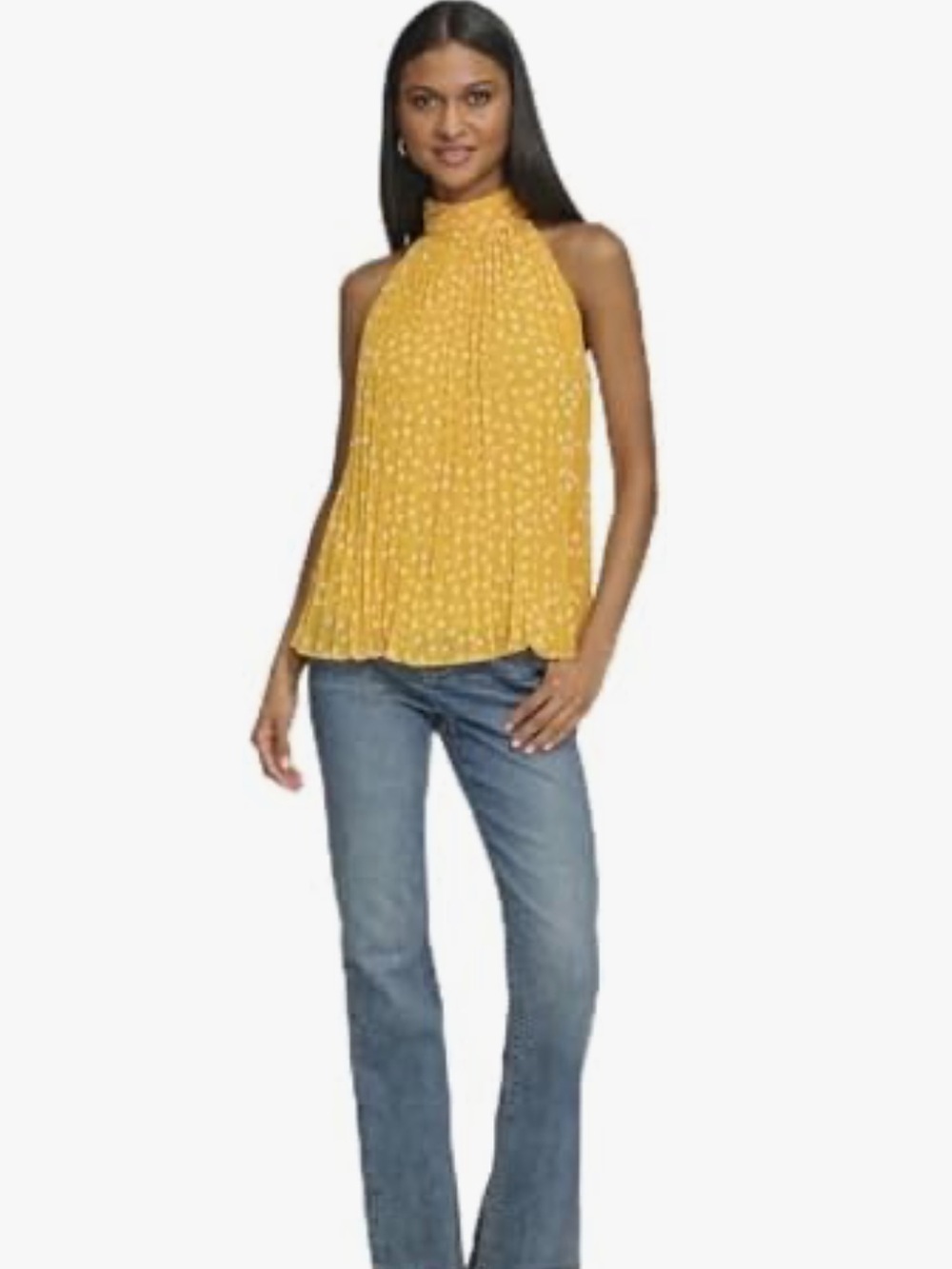 Karl Lagerfeld Yellow Printed Halter Camisole medium NEW